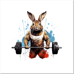 rabbit at gym Posters and Art